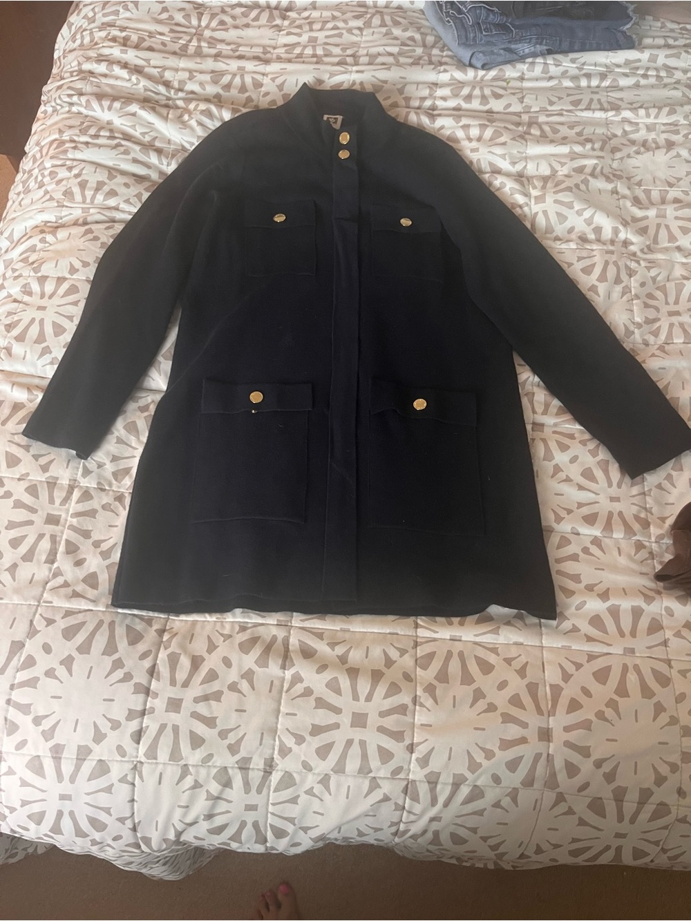Anne Klein Sweater COAT sz SWomen's  Long Jacket  Navy